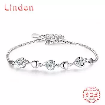 Lindon женский циркон стерлингового серебра 925 пробы ювелирные изделия геометрический браслет из бисера-цепочки модный тонкий свадебный подарок для подруги серебряный