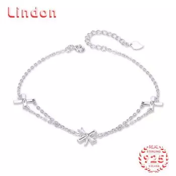 Lindon женский циркон стерлингового серебра 925 пробы ювелирные изделия геометрический браслет из бисера-цепочки модный тонкий свадебный подарок для подруги серебряный