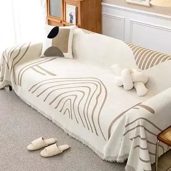 Line Chenille Диванные одеяла Современный простой диванный чехол с кисточками Четыре сезона Защитные чехлы для дивана Диван-кровать Плед 180x130