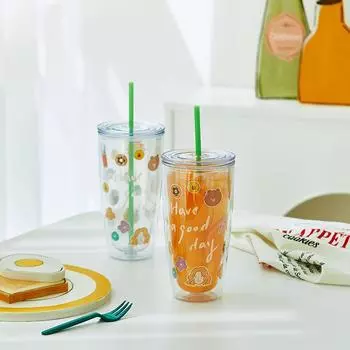 LINE FRIENDS Браун и Салли рисуют соломенный стакан для льда Мэри (750мл)