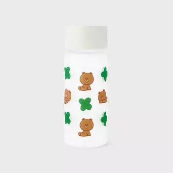 LINE FRIENDS Коричневый силиконовый стеклянный стакан для холодного напитка (430ml)