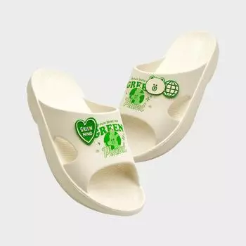 LINE FRIENDS Тапочки Gunjong Brown On Green Eco Green EVA (230-260 мм)