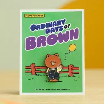 LINE FRIENDS Коричневый металлический значок ORDINARY DAYS
