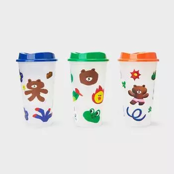 Line Friends Reusable Cup Set (473ml/3 pieces)