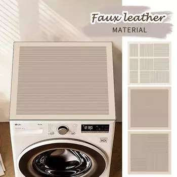 Line Printed Washing Machine Dust Cover Pad Faux Leather Dust mat Microwave Dust Covers Table Placemat Kitchen Bathroom Supply S 30x40cm