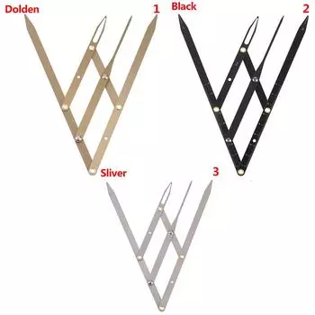 Линейка для бровей из нержавеющей стали с трехточечным позиционированием и скользящим измерением чёрный