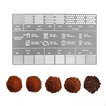 Линейка для измерения помола кофе от 200 до 1700 микрон Компактная сравнительная карта для кухни Cafe Rust 2 Pieces
