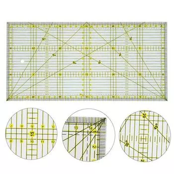Линейка для квилтинга 15*30 с двухцветными и сеточными линиями. Линейка для пэчворка. Акриловая швейная линейка для шитья. Линейка для обрезки квилтинга. чёрный