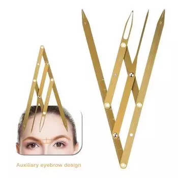 Линейка для татуировок для бровей, шкала для татуировок, 3-точечная балансировочная линейка для позиционирования, мини-штангенциркуль из нержавеющей стали, измерительный инструмент для бровей с золотым сечением золотистый