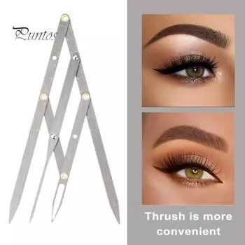 Линейка для татуировок для бровей, шкала для татуировок, 3-точечная балансировочная линейка для позиционирования, мини-штангенциркуль из нержавеющей стали, измерительный инструмент для бровей с золотым сечением золотистый