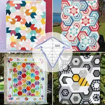 Линейка для вышивания, прочная, с четкой маркировкой, пластик «сделай сам», 60 градусов, 120 градусов, шаблон для шаблона одеяла со звездой, линейка для рукоделия прозрачный