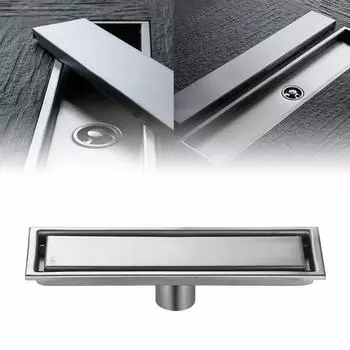 Линейный слив для душа диаметром 31,5 дюйма с фильтром для волос, выходом 3 дюйма и крышкой с вставкой для плитки 2-в-1, запах 50cm