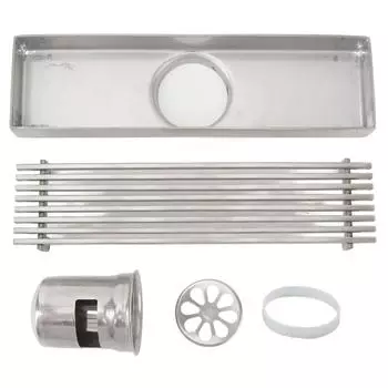 Линейный слив для душа с решеткой, длина 20 см, ширина 5,5 см, прямоугольный слив для душа из нержавеющей стали