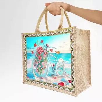 Linen Reusable DIY Diamond Painting Purses Diamond Painting Handbag Colorful Diamond Painting Tote Bag for Women Adults Craft