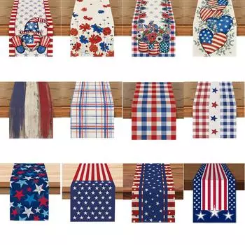 Linen Table and Flag Festival Celebrates Decorative Kitchen Dinner Home Living Room Fireplace TV Cabinet Tablecloth 33x120cm