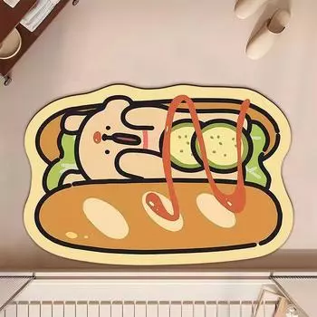 Lines Puppy Cute Diatomaceous Mud Bathroom Toilet Toilet Door Absorbing Non-Slip Quick Dry Floor Mat Carpet 40 * 60cm [Diatom mud]