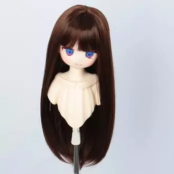 Linfairy Doll Long Wig Straight Long Hair 8~9inch 1/3 (Brwon)