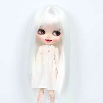 Linfairy дюймовая кукла длинный парик прямые длинные волосы 9-10 (белый)
