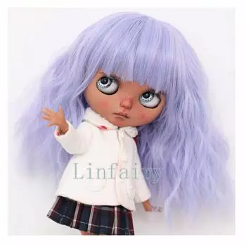 Linfairy дюймовый кукольный длинный парик локон 69 9-10 (Синий+Фиолетовый)