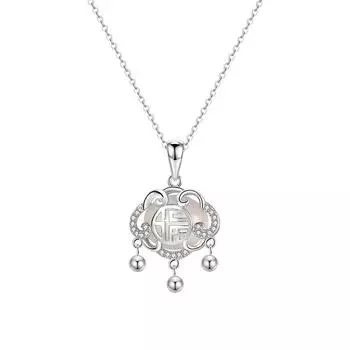 Lingdong маленькая бусина кисточка кулон женский жуйи замок белый нефрит костный мозг ожерелье продвинутый смысл длительный срок службы замок