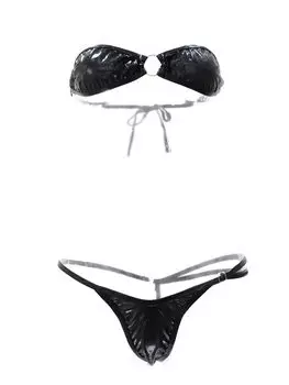 Lingerie Collection Sweet Bikini Metallic Black Bikini chu-U-chu (S-006) (Micro T-back)