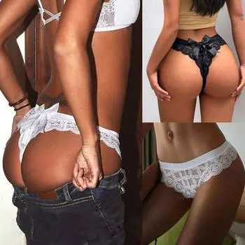 Lingerie Sexy Underpants Transparent Women s Underwear Hollow Bow Panties G String Thong L