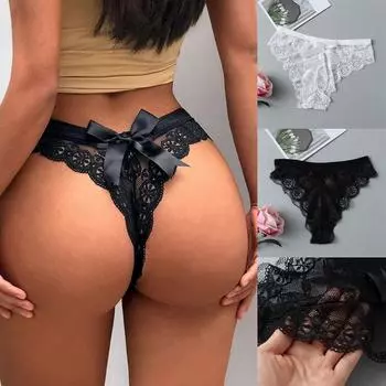 Lingerie Transparent Underpants Sexy Hollow Bow Panties Women s Underwear Thong G String L