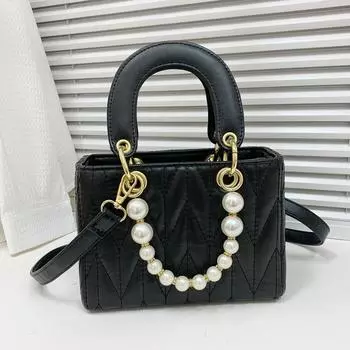 Lingge Pearl Модная сумка через плечо 2024 Лето Новая мода универсальная сумка через плечо на одно плечо однотонная ручная маленькая квадратная сумка