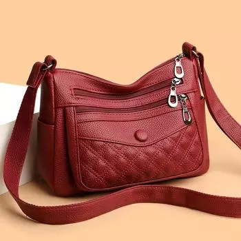 Lingge женская сумка мягкая кожаная сумка через плечо сумка для мам среднего возраста сумка через плечо красный
