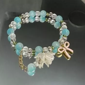 Linglan Flower Gradient Bead Bracelet with Adjustable Length 1pc