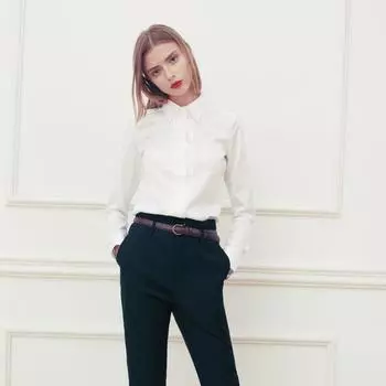 Lingmei Oufan Long Sleeves Anti-Wrinkle Business Interview White Shirt White S(34 Shirts included)