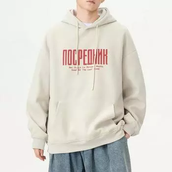 Lingrui осенне-зимний бархатный тяжелый свитер с капюшоном, мужской свободный японский ретро-пуловер, топ, модная куртка с длинными рукавами 3XL