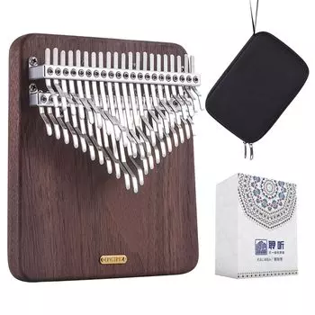 LingTing Chromatic Kalimba Thumb Piano 42 Keys Новая версия Ореховое дерево Инструмент Калимба для начинающих Слушайте Луну LT-K42W (К42В)