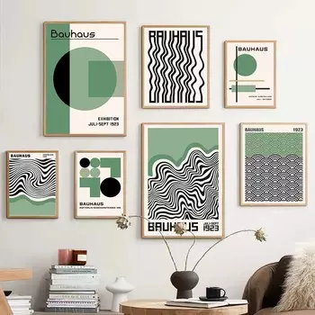 Линии в полоску, геометрия, Баухаус, абстрактная настенная живопись на холсте, постеры на скандинавскую тему и принты, настенные панно для декора гостиной A4 21X30cm No Framed