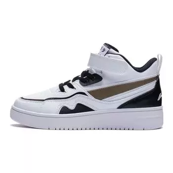 LiNing 937 Mid Slip Resistant Durable Kids Skate Shoes Kids Sneakers White Black Brown YKCT018-5 35