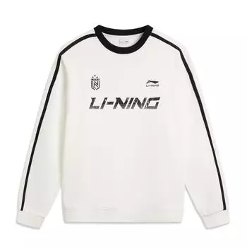 LiNing Удобный Простой Универсальный Флис Круглый Вырез Свободный Повседневный Теплый Свитшот Унисекс Свитшот Молочно-Белый AWDVC87-1 S