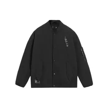 LiNing Wuhua Tianbao - Liuqi Qiongyao Sports Lifestyle Series однотонная свободная куртка унисекс куртка черного цвета AJDS347-2 S