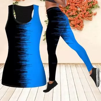 Линия цветового соответствия с принтом, наряд для йоги для женщин, модные леггинсы для тренировок, спортивные повседневные штаны для фитнеса и йоги XS синий