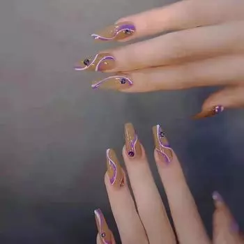 Линия искусственных ногтей Длинные балетные ногти Носимые ногти Съемные маникюрные наклейки