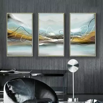 Линия Кривая Пейзаж Холст Плакат Абстрактная Простая Картина Минималистичный Принт Декоративная Картина Украшение Гостиной 21x30cm No Frame