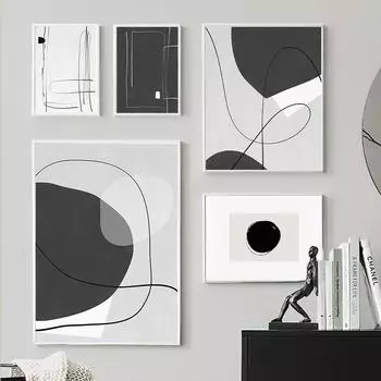 Линия круглая цветовая гамма Современная абстрактная настенная живопись на холсте Плакаты на скандинавскую тему и принты настенные панно для декора гостиной A4 21X30cm No Framed