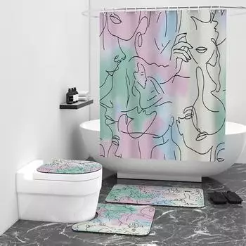 Линия лица цифровая печать занавеска для душа ванная комната блокировка водонепроницаемая занавеска W90cm*L180cm