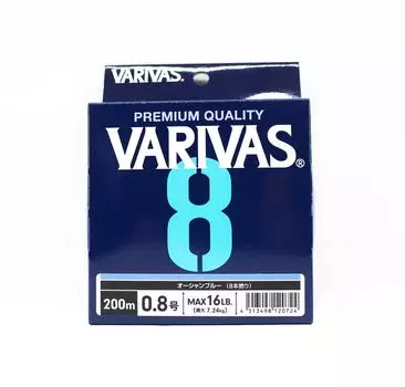 Линия Varivas PE Varivas 8 X8 Синий 200 м PE 0,8 Макс. 16 фунтов (0724) синий