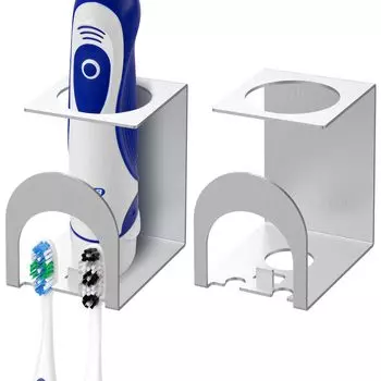 Linkidea 2 Pack Electric Toothbrush Holder Wall Mounted Stainless Steel Toothbrush Toothpaste Cup Holder Toothbrush Organizer Adhesive for Bathroom