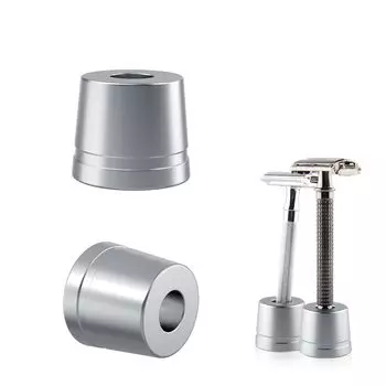 Linkidea 2 шт. безопасная бритва из алюминиевого сплава, подставка для бритвы, ручной держатель для бритвы для ванной комнаты, подставка для столешницы, мужской держатель, (Серебристо-серый)