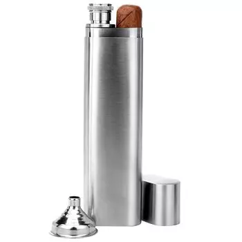 Linkidea 2 унции фляжка держатель для сигар с воронкой одинарная трубка из нержавеющей стали трубка для сигар контейнер для алкоголя переноска чехол для хранения для путешествий (Серебряный)