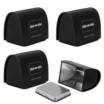 Linkidea 4 шт. Безопасная бритва для утилизации лезвий, металлический контейнер для хранения использованных лезвий, банка, (черный)