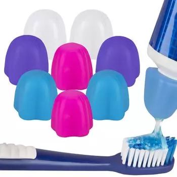 Linkidea 8 Pack Self Closing Toothpaste Bulk Packs for Kids Wholesale Multipack Silicone No Waste Toothpaste Saver Cap Dispenser Caps, Adults,