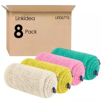 Linkidea 8 шт. Африканский отшелушивающий сетчатый скребок для спины для душа оптом, мультиупаковка, отшелушивающее полотенце с длинной веревкой для глубокой очистки душа