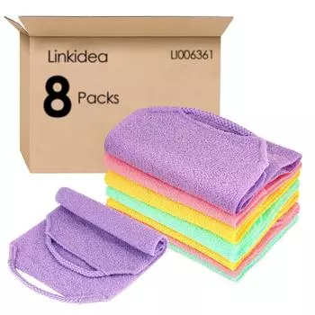 Linkidea 8 шт. эластичных ремешков для отшелушивания полотенец оптом оптом мультиупаковка отшелушивающий скраб для спины с скрабом для ванны для глубокой очистки кожи тела